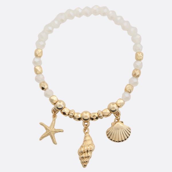 SEA SHELL CHARM BEADED BRACELET