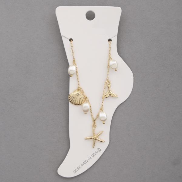 SEA LIFE PEARL BEAD ANKLET