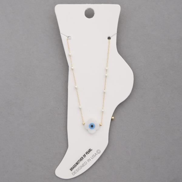 MOTHER OF PEARL CLOVER CHARM ANKLET