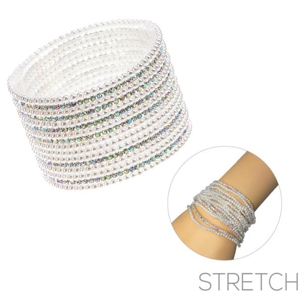 2MM RHINESTONE 3MM PEARL 16 BRACELET