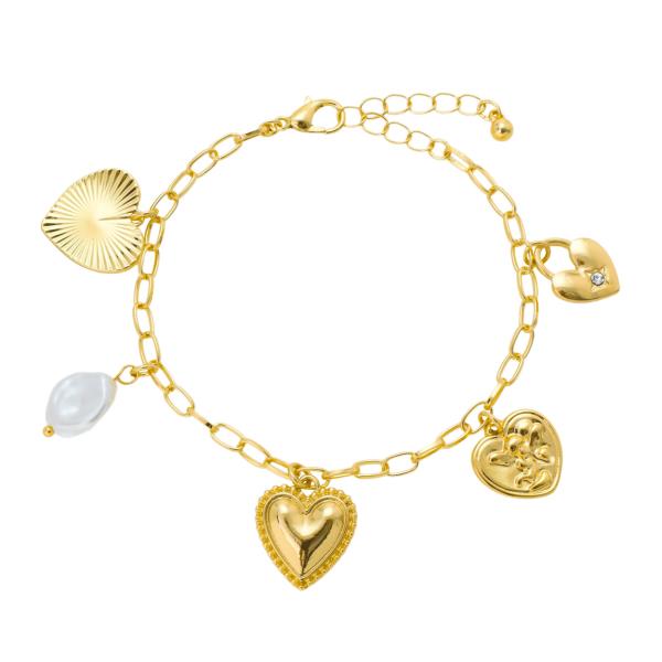 HEART PEARL CHARM BRACELET