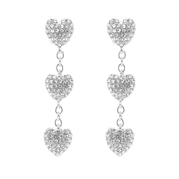 RHINESTONE TRIPLE HEART POST EARRING