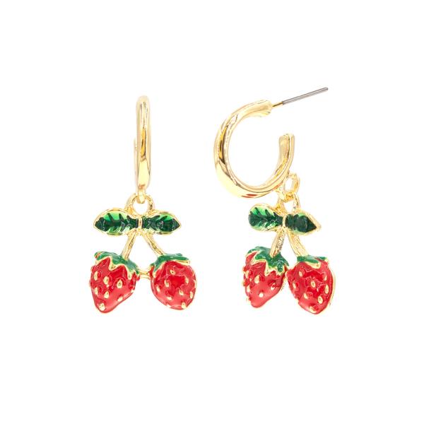 STRAWBERRY POST HOOP EARRING