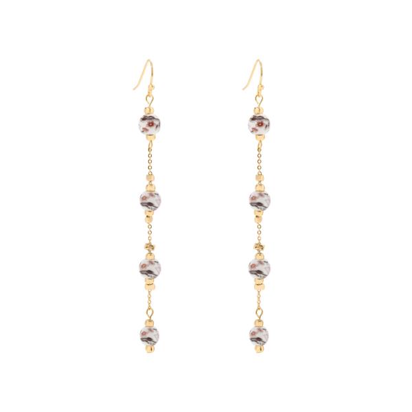 CERAMIC FLOWER BEAD EARRING