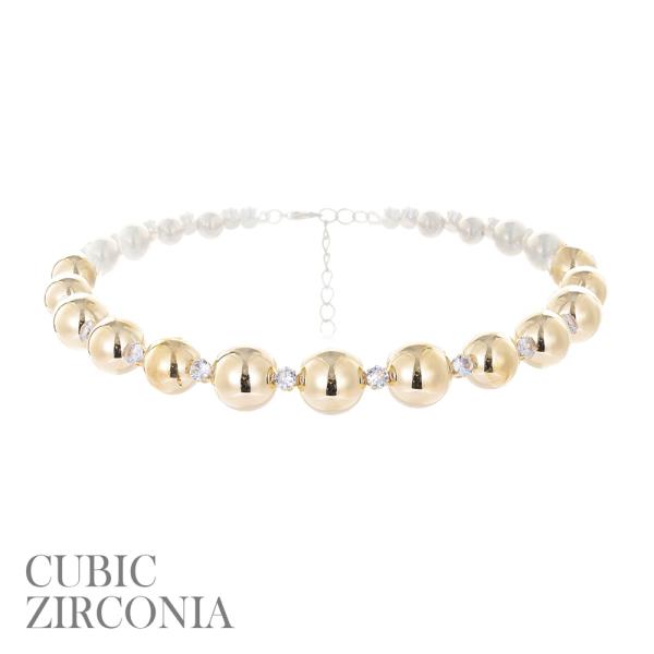 CZ BALL STONE CHOKER NECKLACE