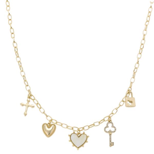 HEART KEY LOCK CHARM NECKLACE