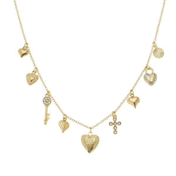 HEART KEY LOCK CHARM NECKLACE