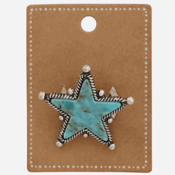 WESTERN STYLE TURQUOISE BEAD STAR SHAPE RING