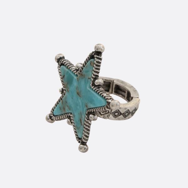 WESTERN STYLE TURQUOISE BEAD STAR SHAPE RING