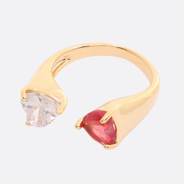 SODAJO HEART CZ GOLD DIPPED ADJUSTABLE RING