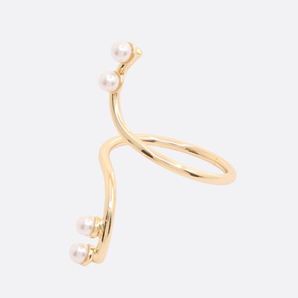 SODAJO PEARL BEAD ADJUSTABLE GOLD DIPPED RING