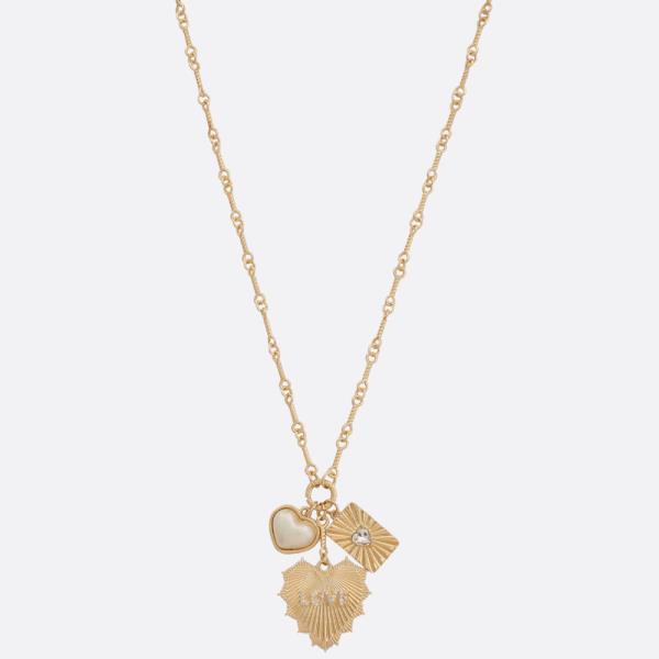 LOVE HEART PENDANT METAL NECKLACE