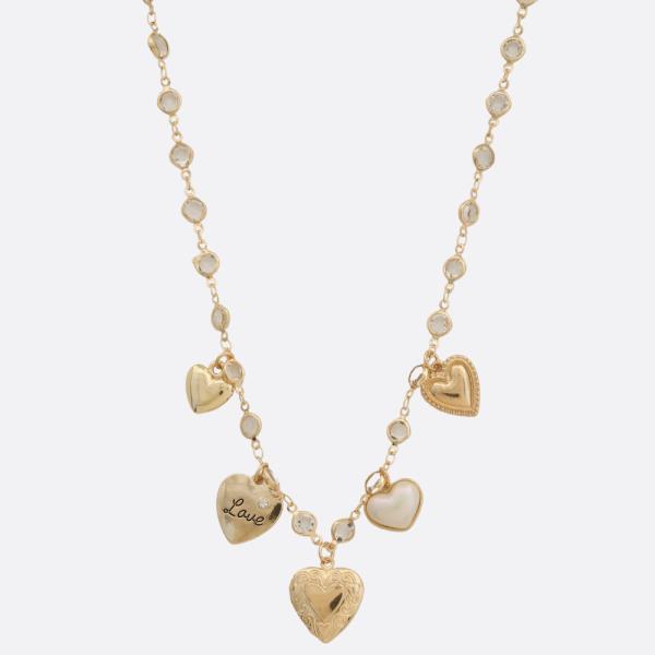 HEART LOCKET CHARM METAL NECKLACE