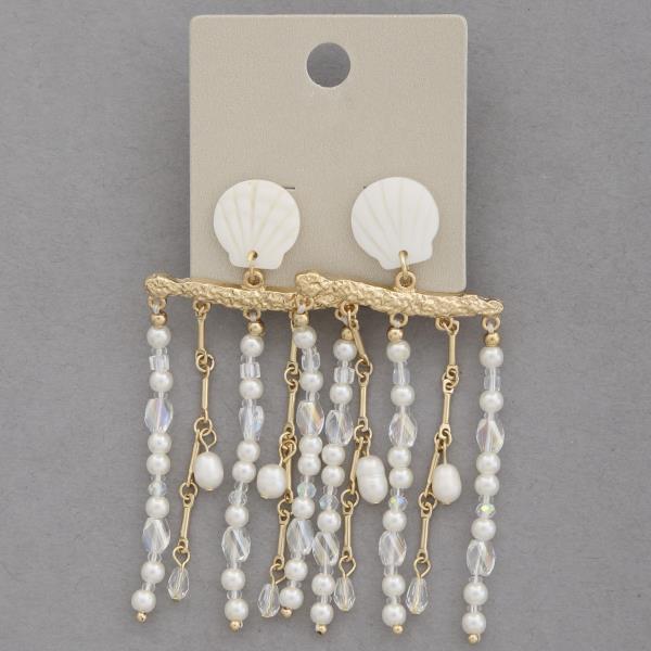 SEA SHELL BEADED DANGLE EARRING