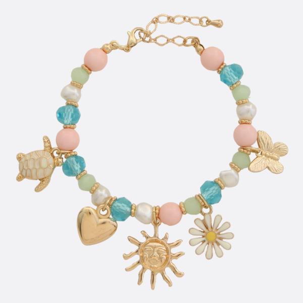 SUN MULTI CHARM BEADED BRACELET