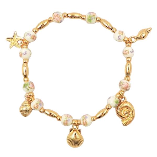 CERAMIC SEA LIFE CHARMS BEADED BRACELET