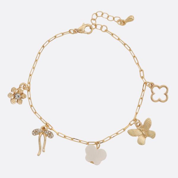 CLOVER BUTTERFLY CHARM OVAL LINK BRACELET