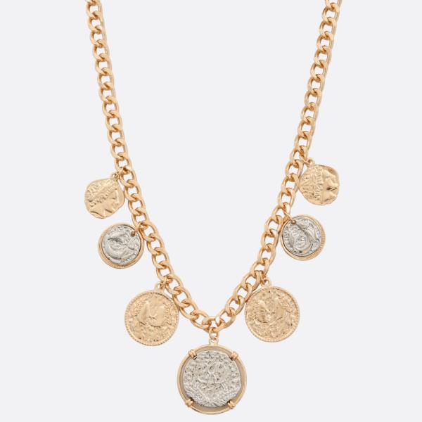 MEDALLION LINK METAL NECKLACE