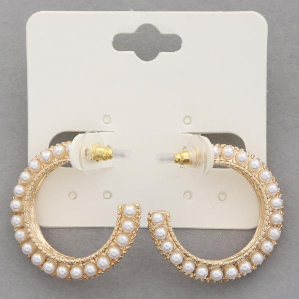 PEARL PAVED OPEN CIRCLE EARRING