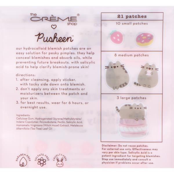 THE CREME SHOP X KLEAN BEAUTY PUSHEEN PAWSITIVELY CLEAR SKIN INFUSED HYDROCOLLOID BLEMISH PATCHES SET