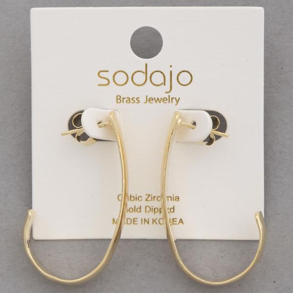 SODAJO LONG OPEN TEARDROP GOLD DIPPED EARRING