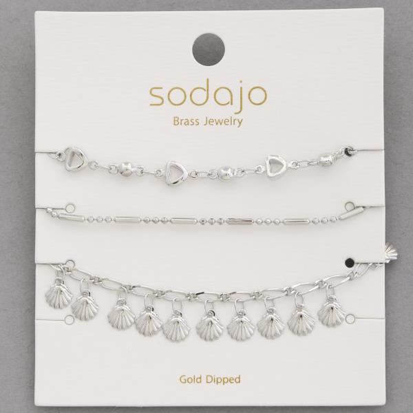 SODAJO ASSORTED SEASHELL CHARM GOLD DIPPED BRACELET SET