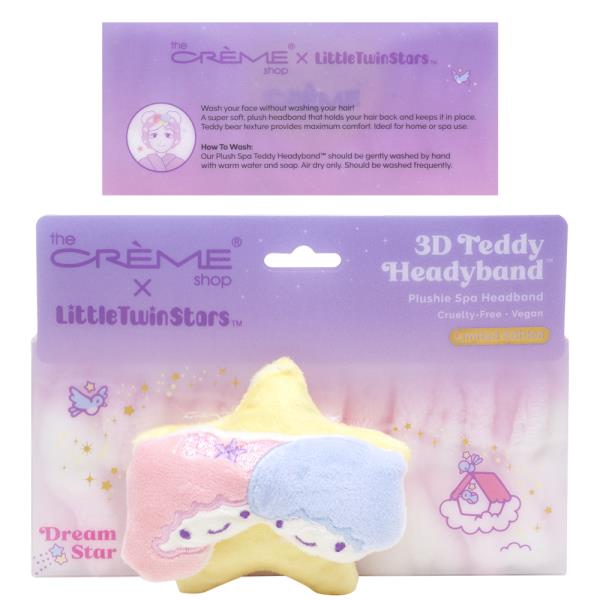 THE CREME SHOP X LITTLETWINSTARS DREAM STAR 3D TEDDY HEADYBAND PLUSHIE SPA HEADBAND