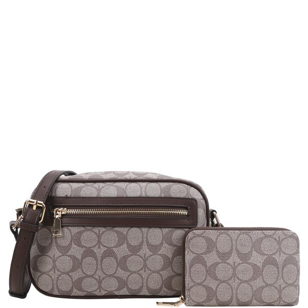 2IN1 OVAL PRINTED CROSSBODY W WALLET SET