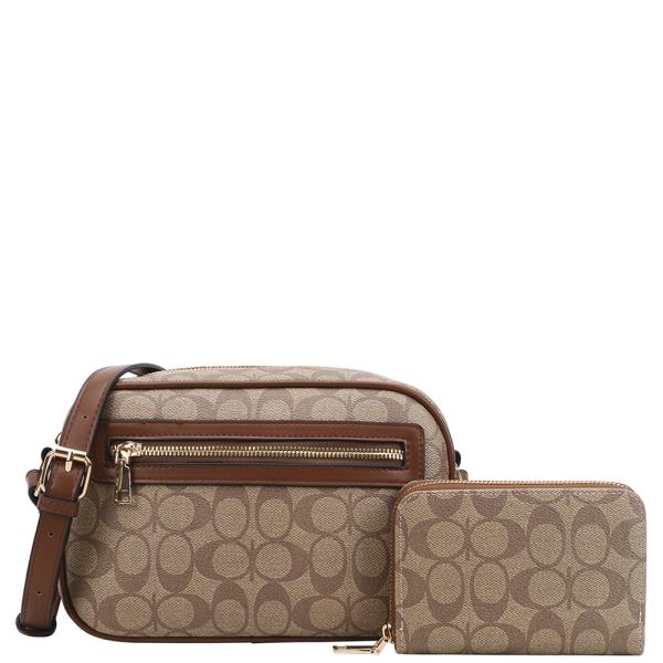 2IN1 OVAL PRINTED CROSSBODY W WALLET SET