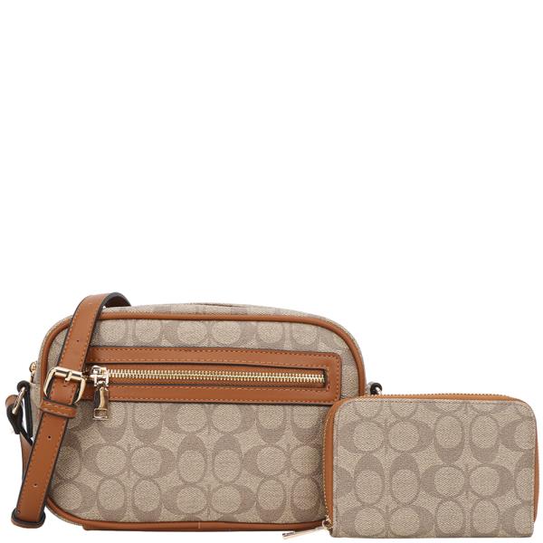 2IN1 OVAL PRINTED CROSSBODY W WALLET SET