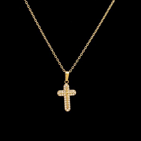 STAINLESS STEEL CROSS CHARM NECKLACE