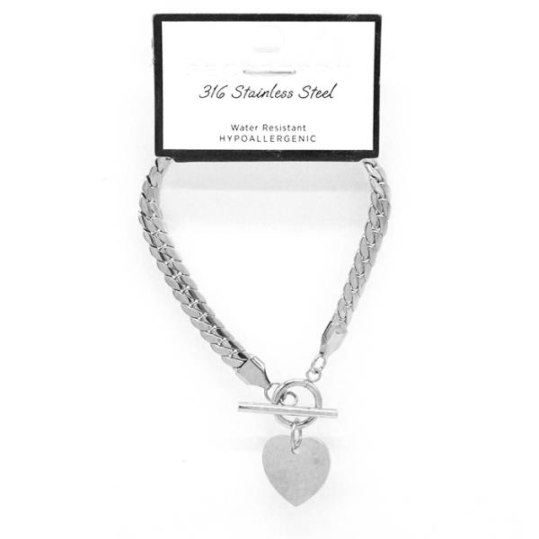 STAINLESS STEEL HEART BRACELET