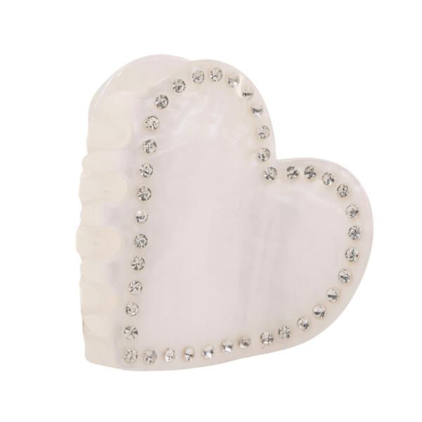 ACETATE HEART SHAPE RHINESTONE EDGE CLAW HAIR CLIP