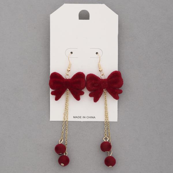 VELVET BOW DANGLE EARRING