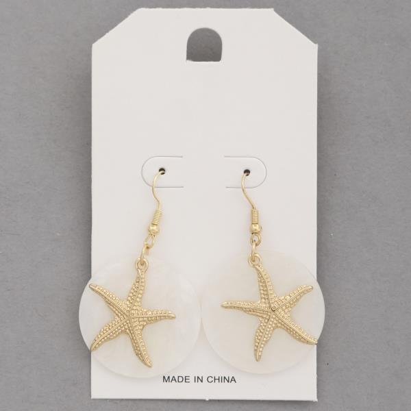 MOTHER OF PEARL ROUND STAR DANGLE EARRING