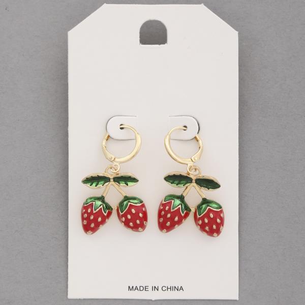 STRAWBERRY HUGGIE EARRING