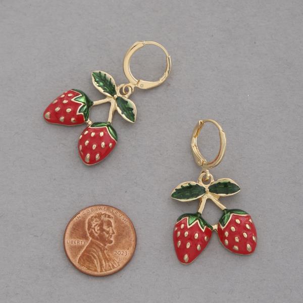 STRAWBERRY HUGGIE EARRING