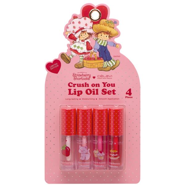 CELAVI STRAWBERRY SHORTCAKE CRUSH ON YOU 4PC LIP OIL SET