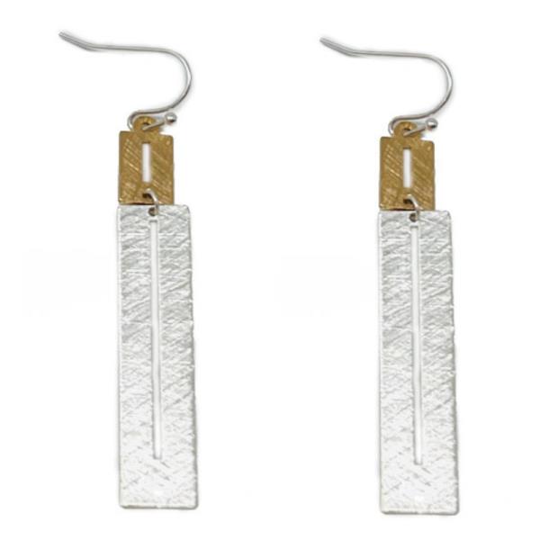 TWO TONE METAL DANGLE EARRING