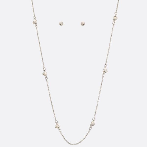 DAINTY HEART STATION METAL NECKLACE