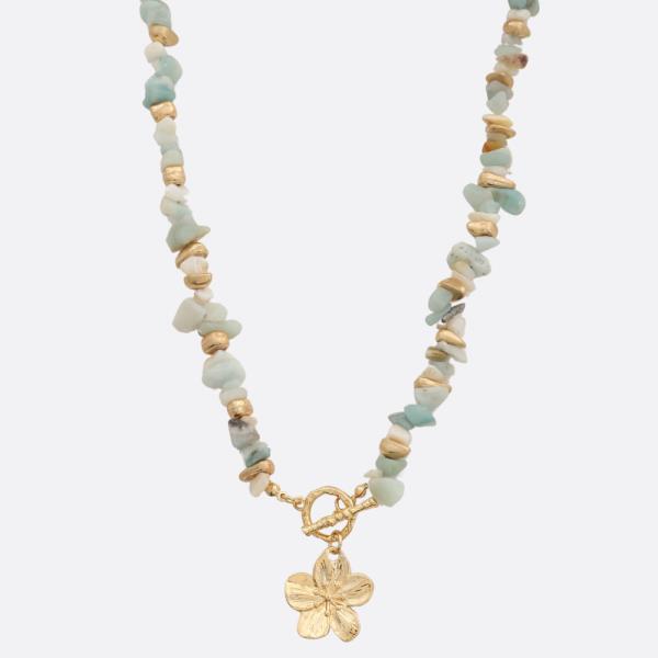 FLOWER BEADED TOGGLE CLASP NECKLACE