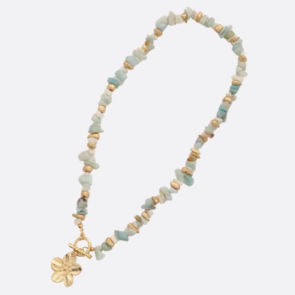 FLOWER BEADED TOGGLE CLASP NECKLACE