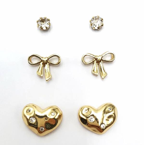 HEART RIBBON BOW ASSORTED EARRING SET