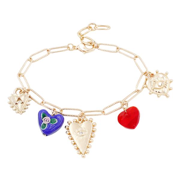 HEART CHARM OVAL LINK BRACELET