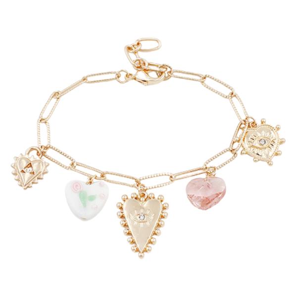 HEART CHARM OVAL LINK BRACELET