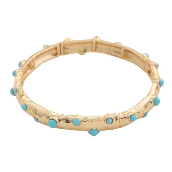 RHINESTONE PEARL BEAD HAMMERED METAL BRACELET