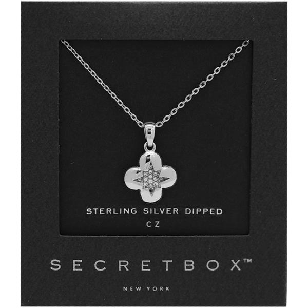 SECRET BOX GOLD DIPPED CZ FOSSIL CLOVER NECKLACE