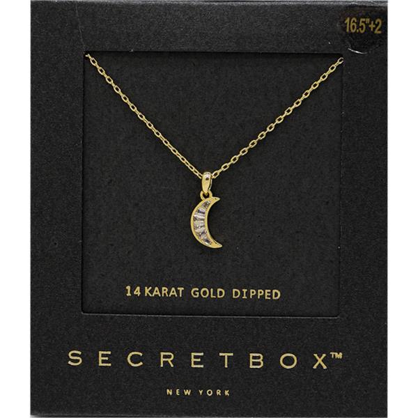 SECRET BOX GOLD DIPPED CRYSTAL CRESCENT NECKLACE