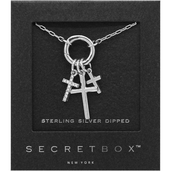 SECRET BOX GOLD DIPPED CROSS CHARM NECKLACE