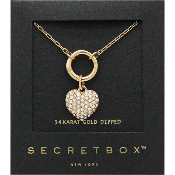 SECRET BOX GOLD DIPPED CUBIC HEART CHARM NECKLACE